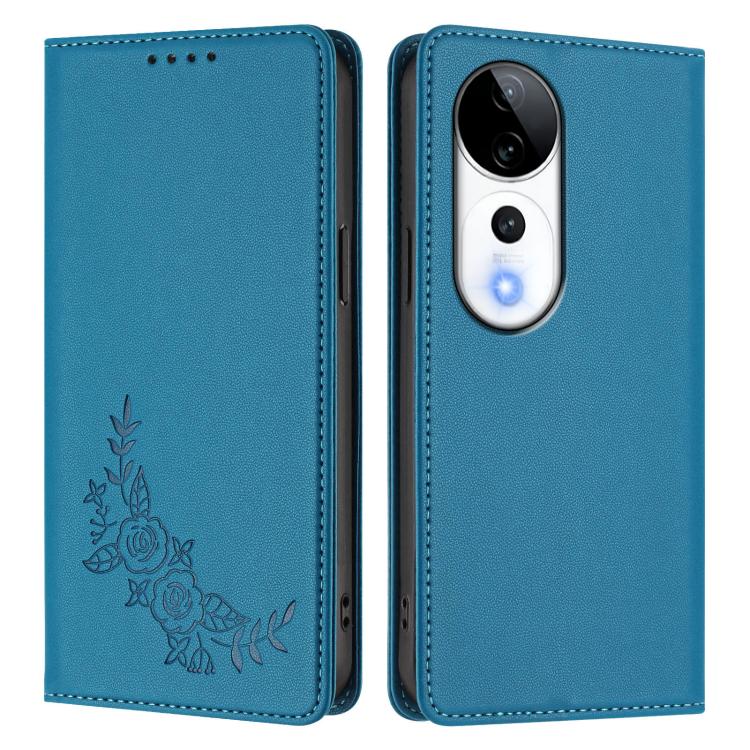 For vivo V40 5G / V40 Pro 5G Global Peony Embossed Magnetic RFID Vegan Leather Phone Case