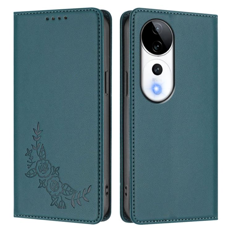 For vivo V40 5G / V40 Pro 5G Global Peony Embossed Magnetic RFID Vegan Leather Phone Case