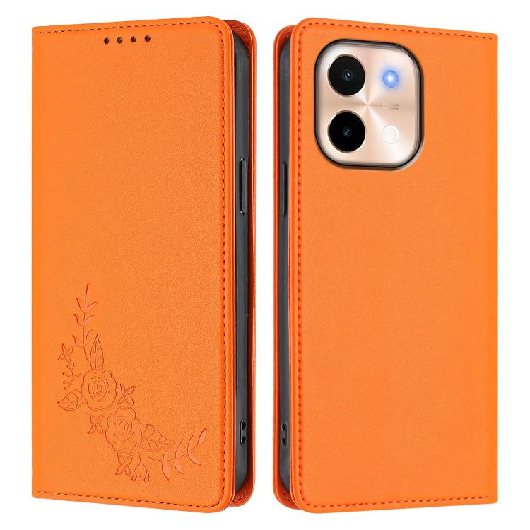For vivo Y28 4G Global Peony Embossed Magnetic RFID Vegan Leather Phone Case