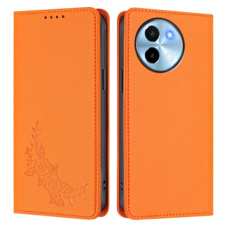 For vivo Y38 5G / T3x 5G Global Peony Embossed Magnetic RFID Vegan Leather Phone Case