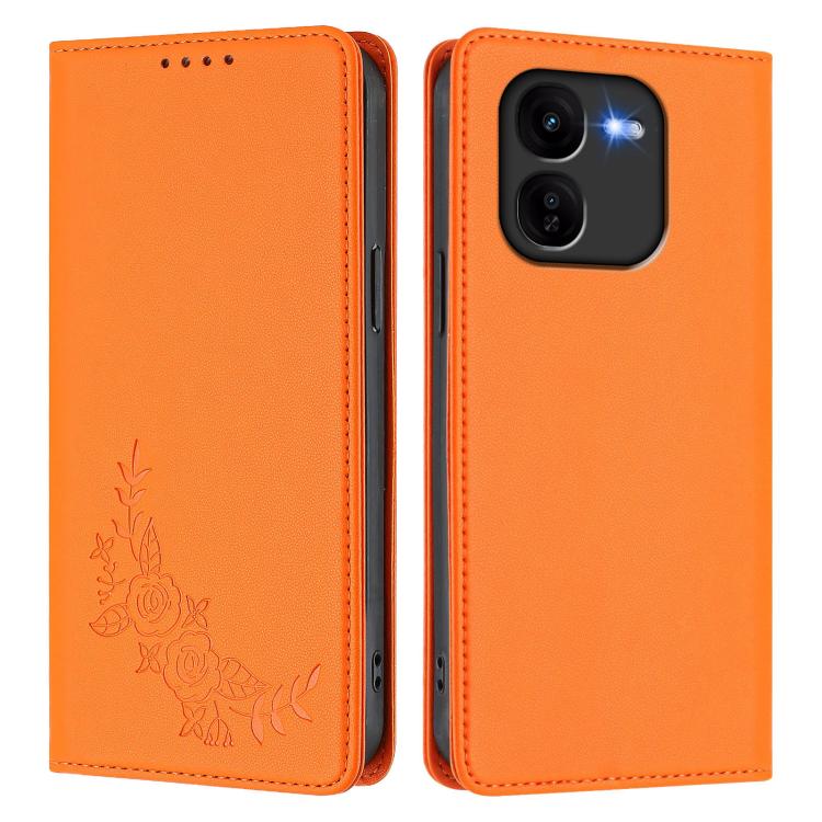For vivo iQOO Z9x Peony Embossed Magnetic RFID Vegan Leather Phone Case