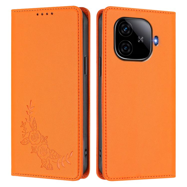 For vivo iQOO Z9 / Z9 Turbo Peony Embossed Magnetic RFID Vegan Leather Phone Case