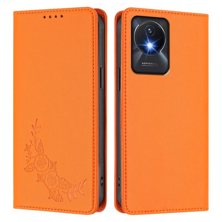 For vivo Y02a 4G / Y02 4G / Y11 / Y02t Peony Embossed Magnetic RFID Vegan Leather Phone Case