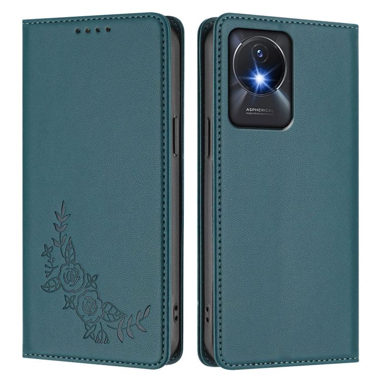 For vivo Y02a 4G / Y02 4G / Y11 / Y02t Peony Embossed Magnetic RFID Vegan Leather Phone Case