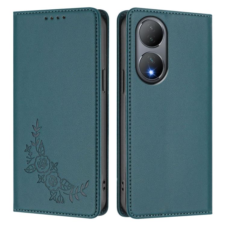 For vivo Y100 5G / Y100A 5G India Peony Embossed Magnetic RFID Vegan Leather Phone Case