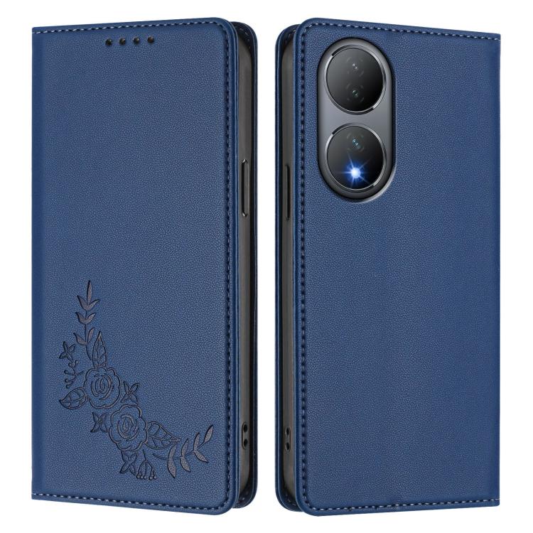 For vivo Y100 5G / Y100A 5G India Peony Embossed Magnetic RFID Vegan Leather Phone Case
