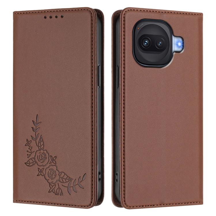 For vivo iQOO Z11 Turbo 5G Peony Embossed Magnetic RFID Vegan Leather Phone Case