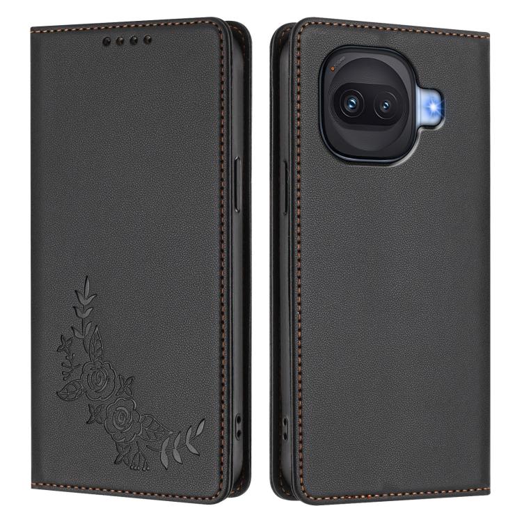 For vivo iQOO Z11 Turbo 5G Peony Embossed Magnetic RFID Vegan Leather Phone Case