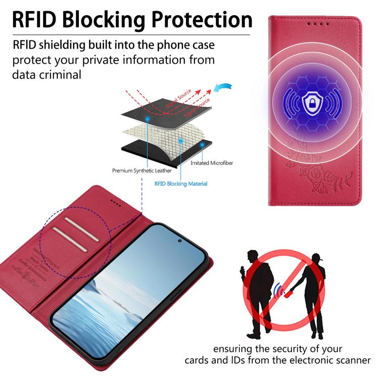For vivo S50 Pro mini / X300 FE 5G Russia Peony Embossed Magnetic RFID Vegan Leather Phone Case