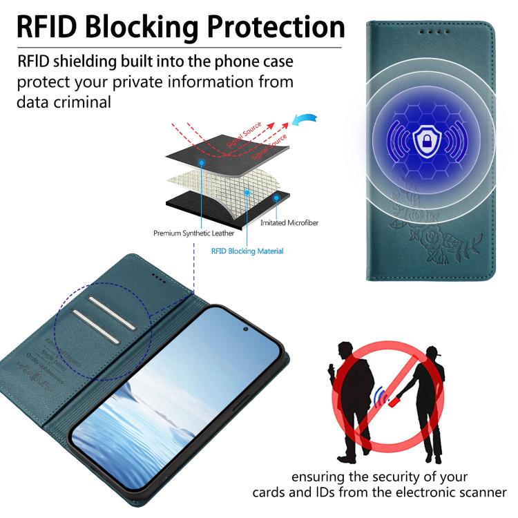 For vivo S50 Pro mini / X300 FE 5G Russia Peony Embossed Magnetic RFID Vegan Leather Phone Case