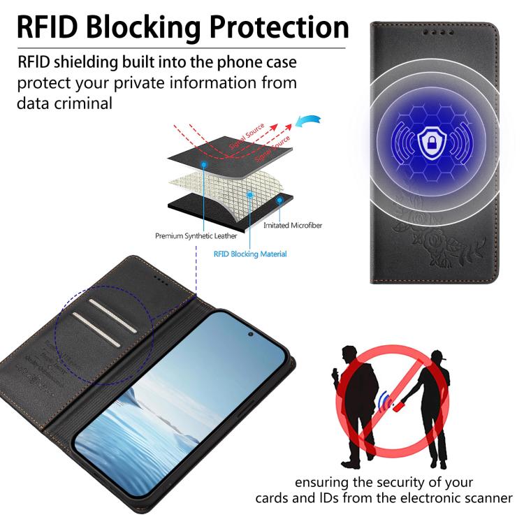 For vivo S50 Pro mini / X300 FE 5G Russia Peony Embossed Magnetic RFID Vegan Leather Phone Case