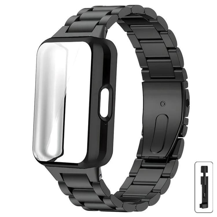 For Samsung Galaxy Fit3 Tri-Beads Stainless Steel Watch Band with TPU Case and Strap Link Remover Set