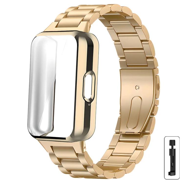 For Samsung Galaxy Fit3 Tri-Beads Stainless Steel Watch Band with TPU Case and Strap Link Remover Set