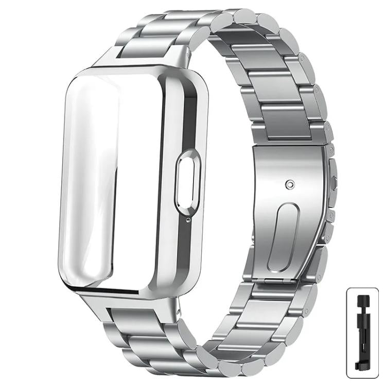For Samsung Galaxy Fit3 Tri-Beads Stainless Steel Watch Band with TPU Case and Strap Link Remover Set
