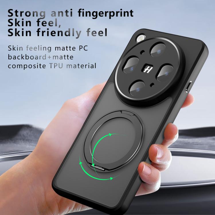 For OPPO Find X9 Ultra Armor Magnetic Holder PC Hybrid TPU Phone Case - Frosted Black
