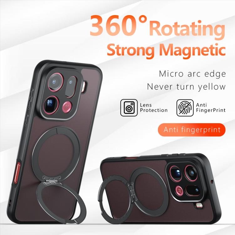 For OPPO Find X9 Pro Armor Magnetic Holder PC Hybrid TPU Phone Case - Frosted Black