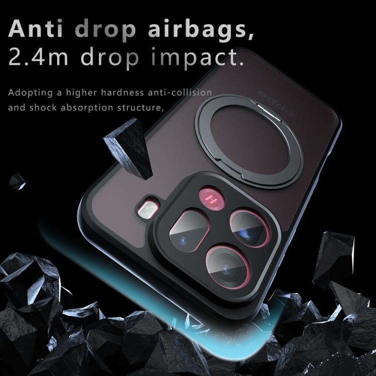 For OPPO Find X9 Pro Armor Magnetic Holder PC Hybrid TPU Phone Case - Frosted Black