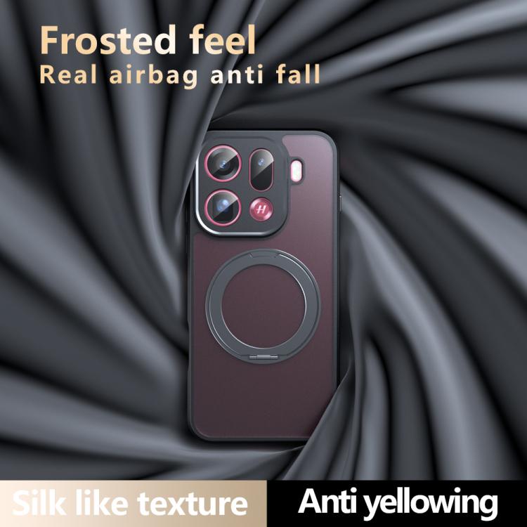 For OPPO Find X9 Pro Armor Magnetic Holder PC Hybrid TPU Phone Case - Frosted Black