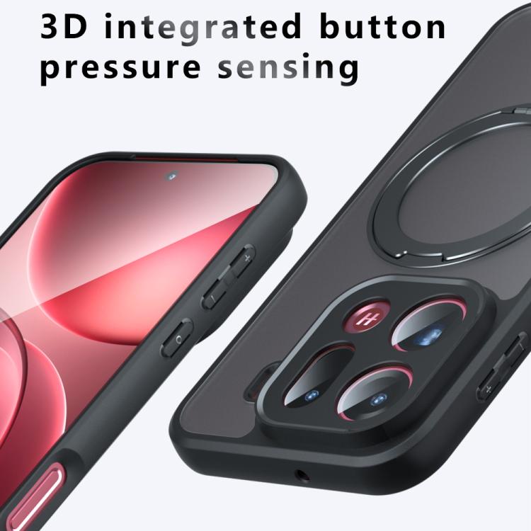 For OPPO Find X9 Pro Armor Magnetic Holder PC Hybrid TPU Phone Case - Frosted Black