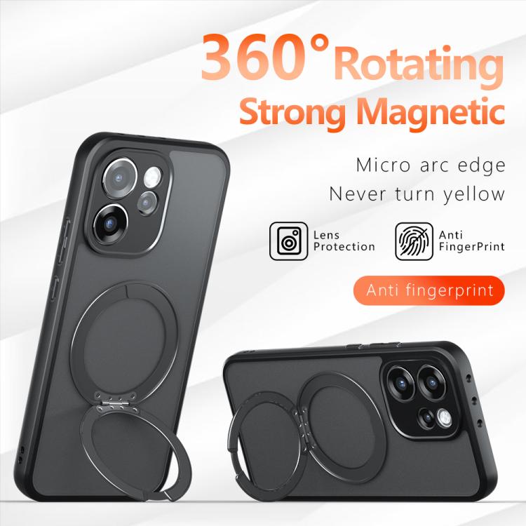 For OPPO Reno15 Pro Global Armor Magnetic Holder PC Hybrid TPU Phone Case - Frosted Black