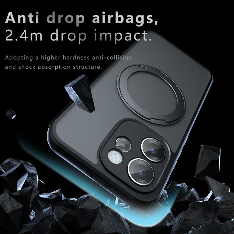 For OPPO Reno15 Pro Global Armor Magnetic Holder PC Hybrid TPU Phone Case - Frosted Black