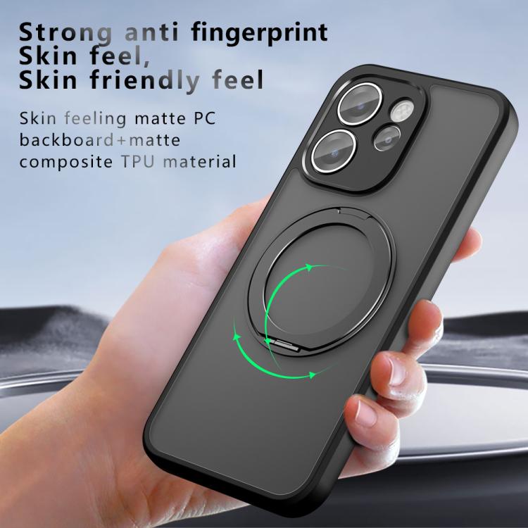 For OPPO Reno15 Pro Global Armor Magnetic Holder PC Hybrid TPU Phone Case - Frosted Black