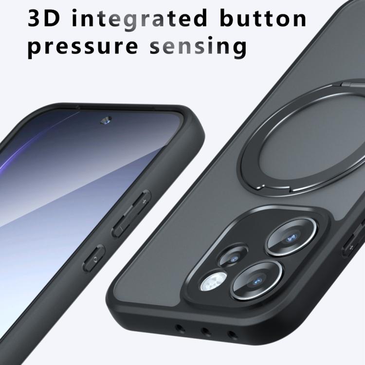 For OPPO Reno15 Pro Global Armor Magnetic Holder PC Hybrid TPU Phone Case - Frosted Black