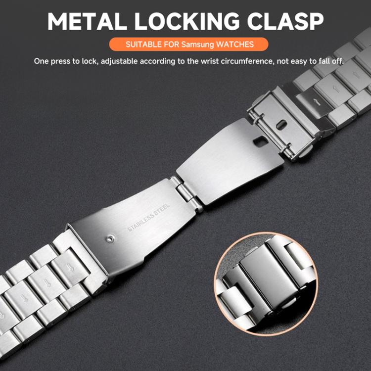 For Samsung Galaxy Watch5 44mm Tri-Beads Stainless Steel Watch Band with Film Integrated PC Case and Strap Link Remover Set