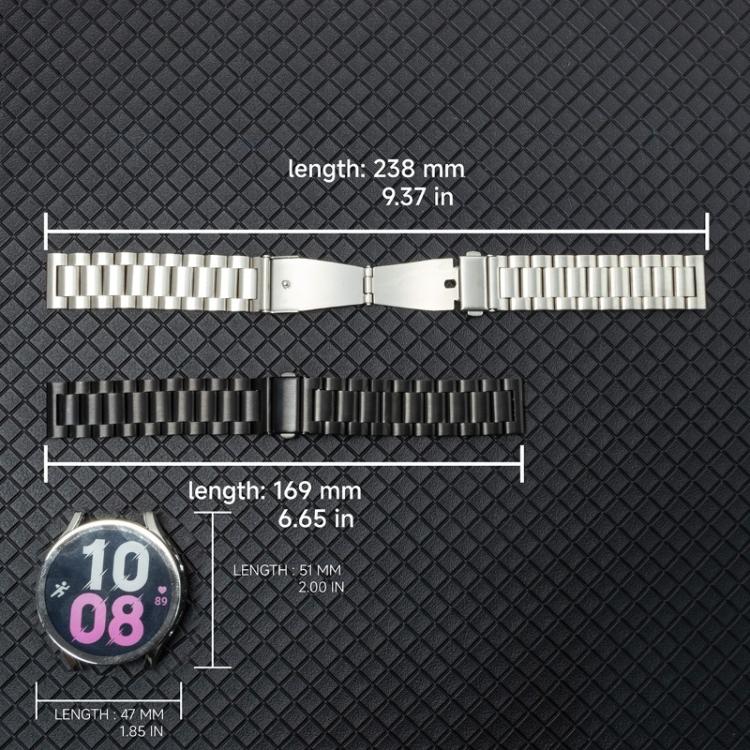 For Samsung Galaxy Watch6 40mm Tri-Beads Stainless Steel Watch Band with Film Integrated PC Case and Strap Link Remover Set
