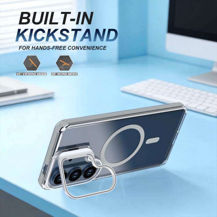 For Samsung Galaxy S26 5G Vibrant Transparent Lens Kickstand Magnetic Phone Case