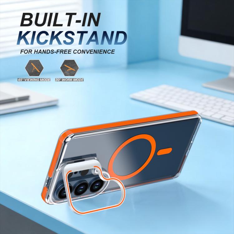 For Samsung Galaxy S26 Ultra 5G Vibrant Transparent Lens Kickstand Magnetic Phone Case