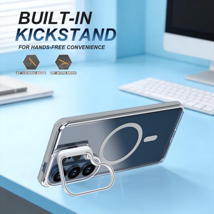 For Samsung Galaxy S26 Ultra 5G Vibrant Transparent Lens Kickstand Magnetic Phone Case