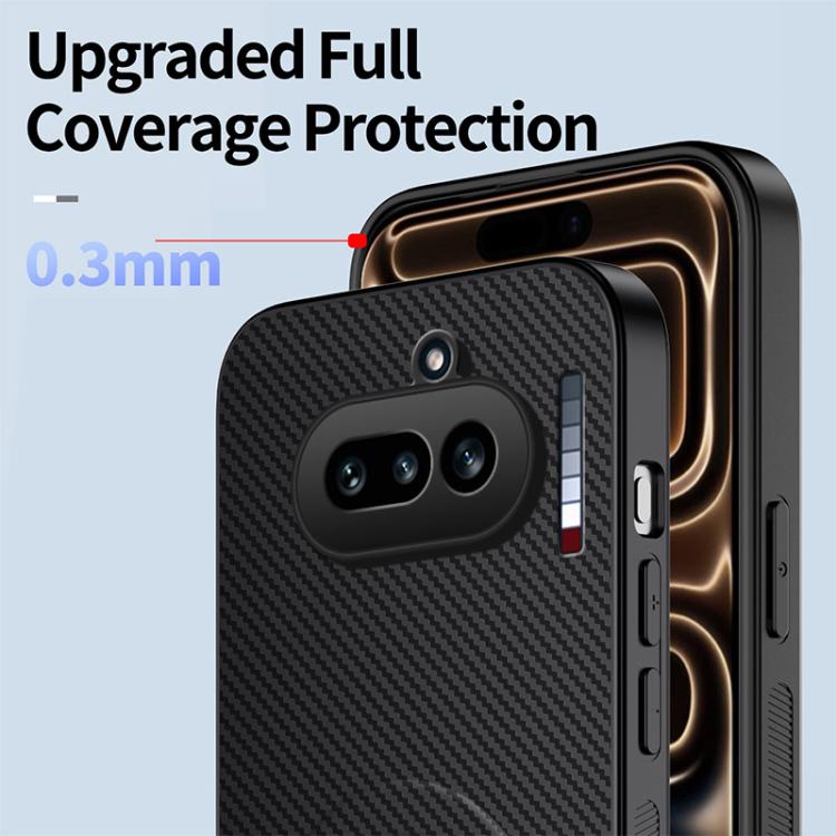 For Nothing Phone 4a WANLONFENG Kickstand Carbon Fiber Texture Magnetic Phone Case