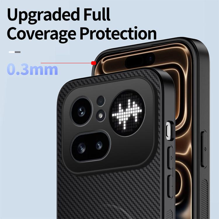 For Nothing Phone 4a Pro WANLONFENG Kickstand Carbon Fiber Texture Magnetic Phone Case with 2pcs Screen Films