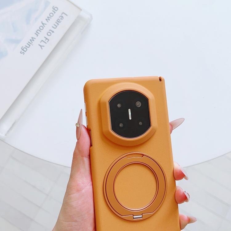 For Huawei Mate X7 Boundless Series Rock Sand Dual Center Magnetic Phone Case with 360 Degree Rotating Alloy Holder