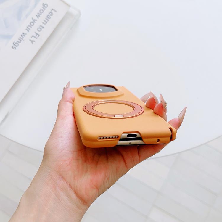 For Huawei Mate X7 Boundless Series Rock Sand Dual Center Magnetic Phone Case with 360 Degree Rotating Alloy Holder