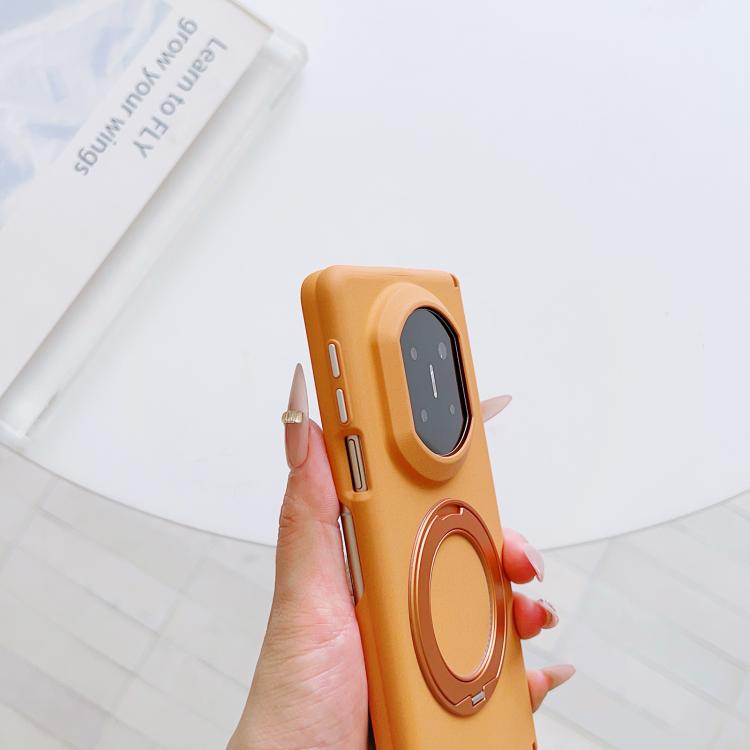 For Huawei Mate X7 Boundless Series Rock Sand Dual Center Magnetic Phone Case with 360 Degree Rotating Alloy Holder