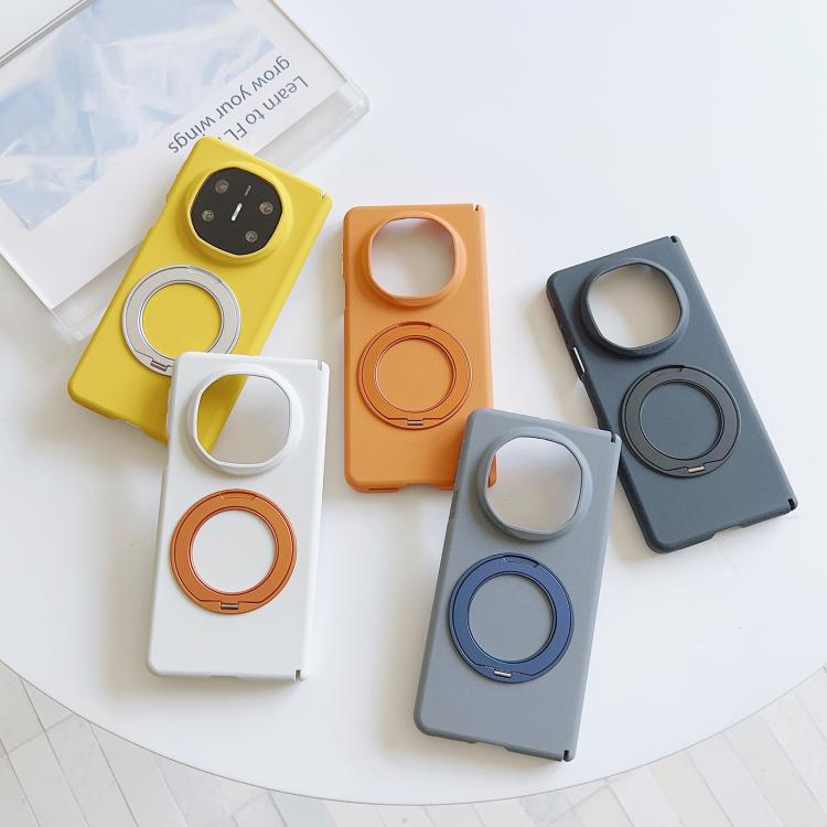 For Huawei Mate X6 Boundless Series Rock Sand Dual Center Magnetic Phone Case with 360 Degree Rotating Alloy Holder