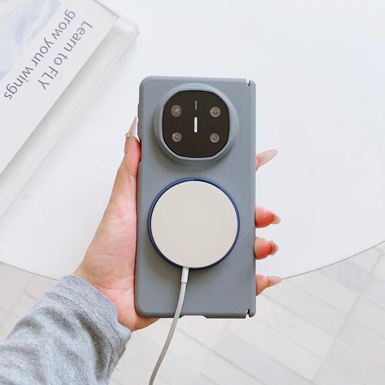 For Huawei Mate X6 Boundless Series Rock Sand Dual Center Magnetic Phone Case with 360 Degree Rotating Alloy Holder