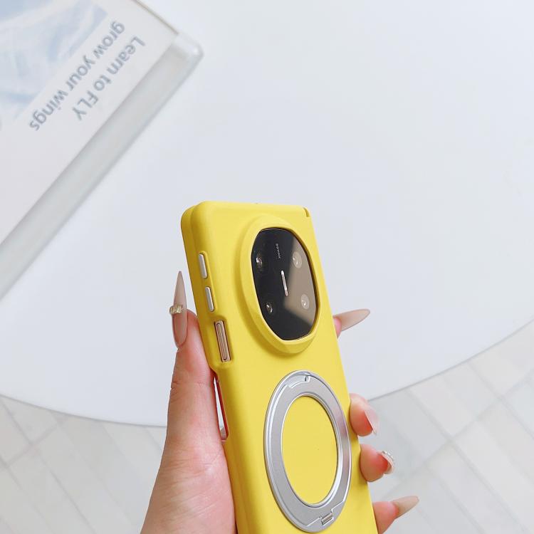 For Huawei Mate X6 Boundless Series Rock Sand Dual Center Magnetic Phone Case with 360 Degree Rotating Alloy Holder