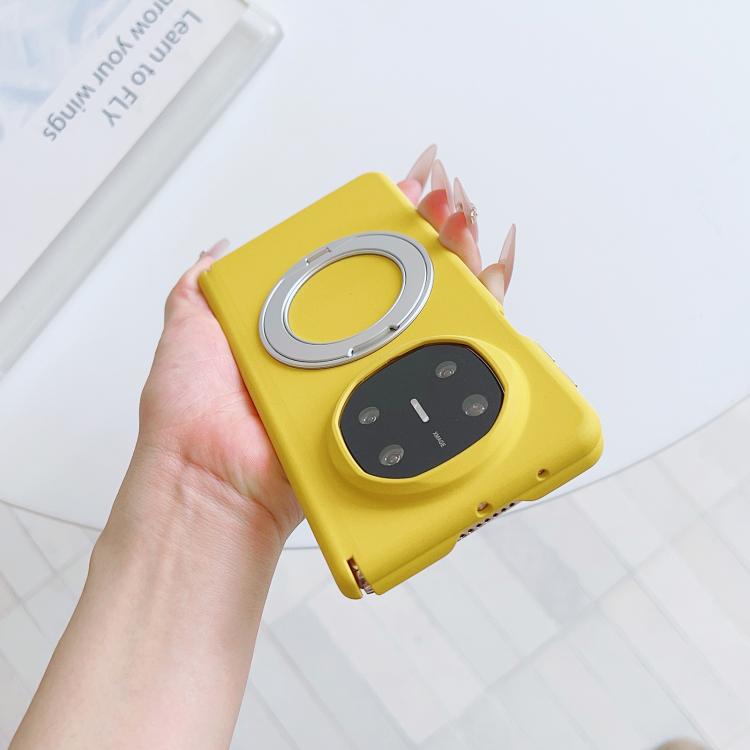 For Huawei Mate X6 Boundless Series Rock Sand Dual Center Magnetic Phone Case with 360 Degree Rotating Alloy Holder