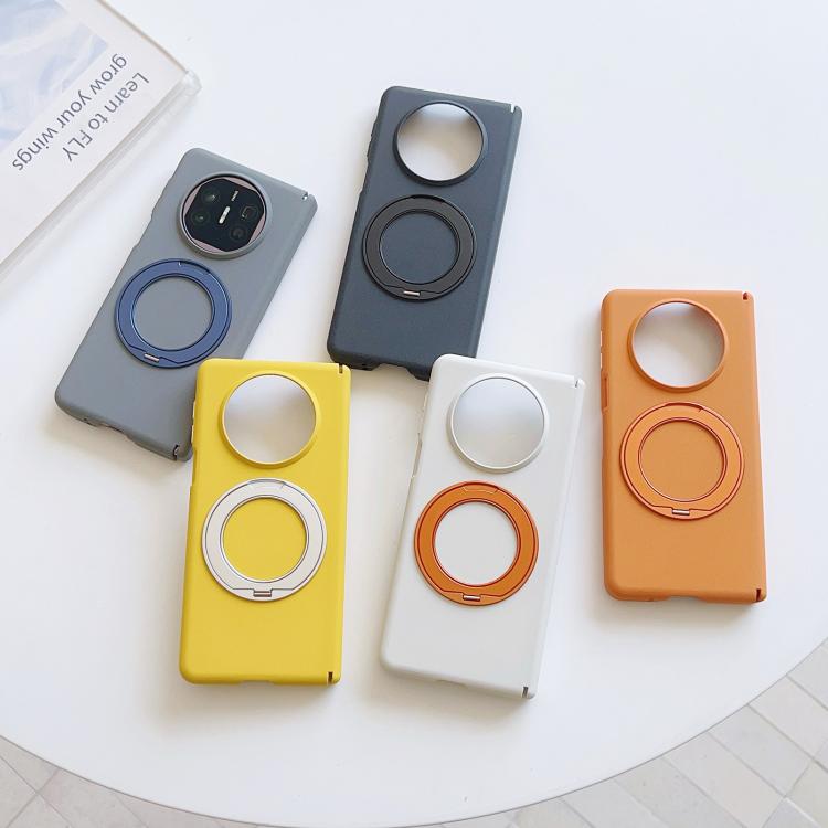 For Huawei Mate X5 / X3 Boundless Series Rock Sand Dual Center Magnetic Phone Case with 360 Degree Rotating Alloy Holder