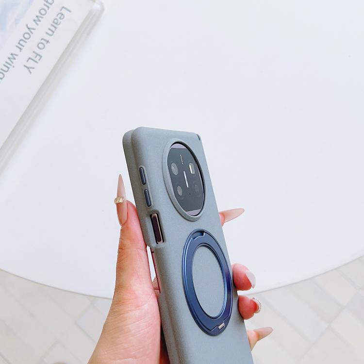 For Huawei Mate X5 / X3 Boundless Series Rock Sand Dual Center Magnetic Phone Case with 360 Degree Rotating Alloy Holder