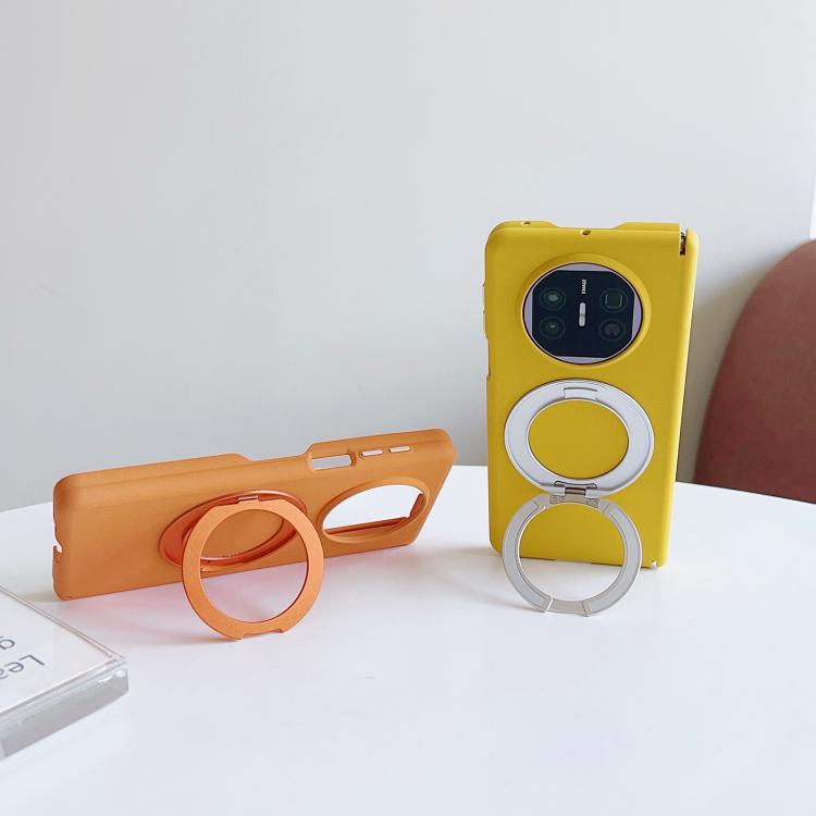 For Huawei Mate X5 / X3 Boundless Series Rock Sand Dual Center Magnetic Phone Case with 360 Degree Rotating Alloy Holder