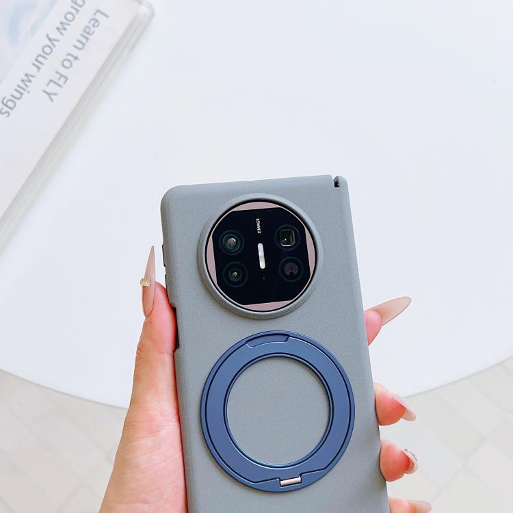 For Huawei Mate X5 / X3 Boundless Series Rock Sand Dual Center Magnetic Phone Case with 360 Degree Rotating Alloy Holder