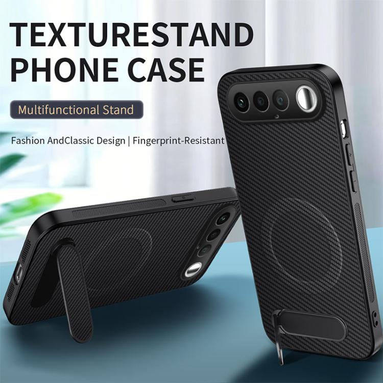 For Realme 16 5G WANLONFENG Kickstand Carbon Fiber Texture Magnetic Phone Case