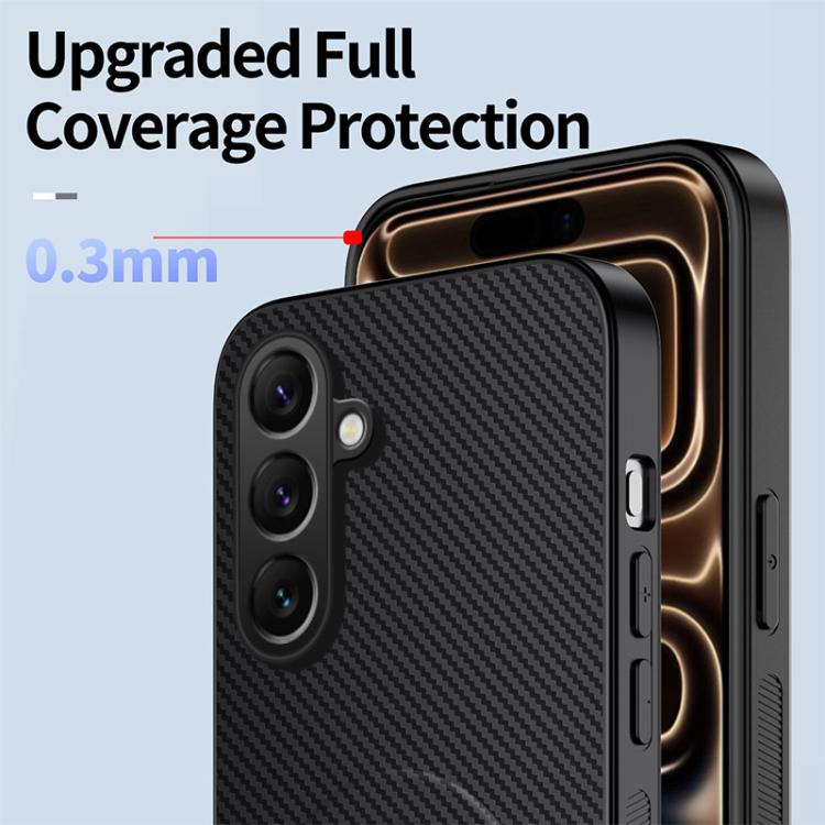 For Samsung Galaxy S24+ 5G WANLONFENG Kickstand Carbon Fiber Texture Magnetic Phone Case with 2pcs Screen Films