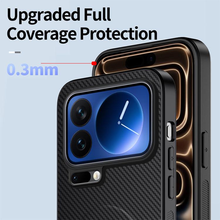 For Xiaomi 17 Pro WANLONFENG Kickstand Carbon Fiber Texture Magnetic Phone Case