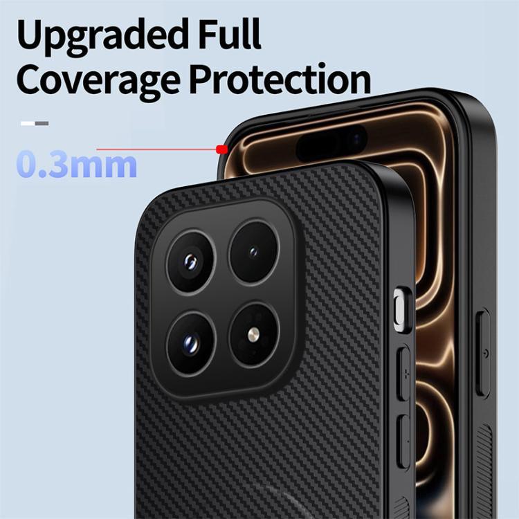 For Xiaomi 17 WANLONFENG Kickstand Carbon Fiber Texture Magnetic Phone Case