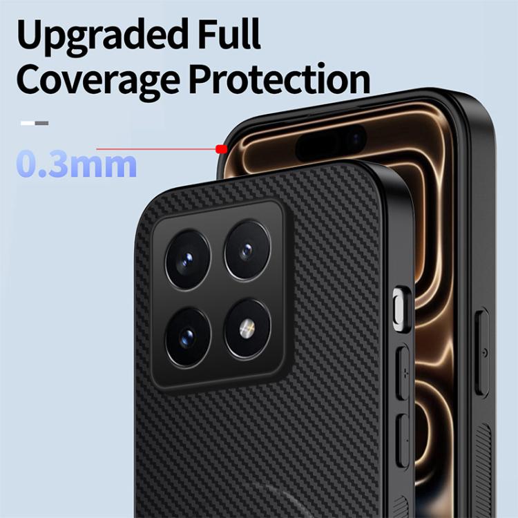 For Xiaomi 14T WANLONFENG Kickstand Carbon Fiber Texture Magnetic Phone Case